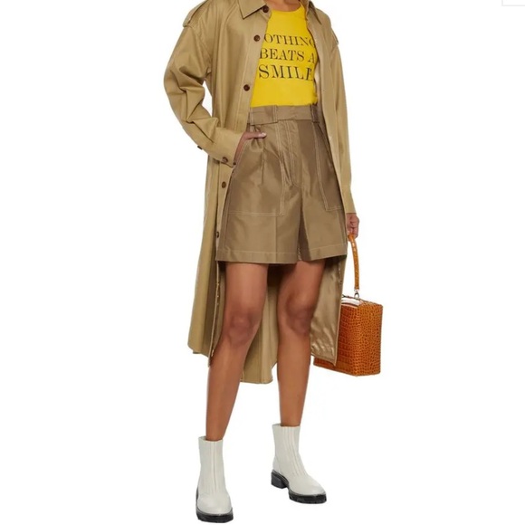 Sandro Pants - SANDRO Pleated High Rise Cotton-Faille Shorts Khaki $235 msrp